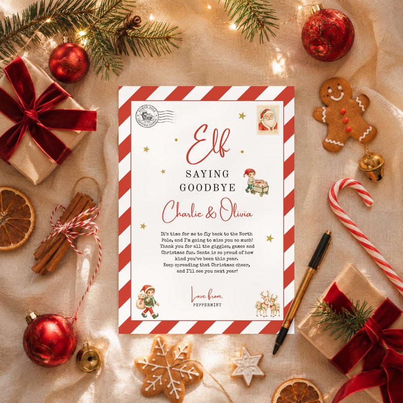 Editable Elf Goodbye Letter, Elf Departure Letter Farewell Note, Last ...