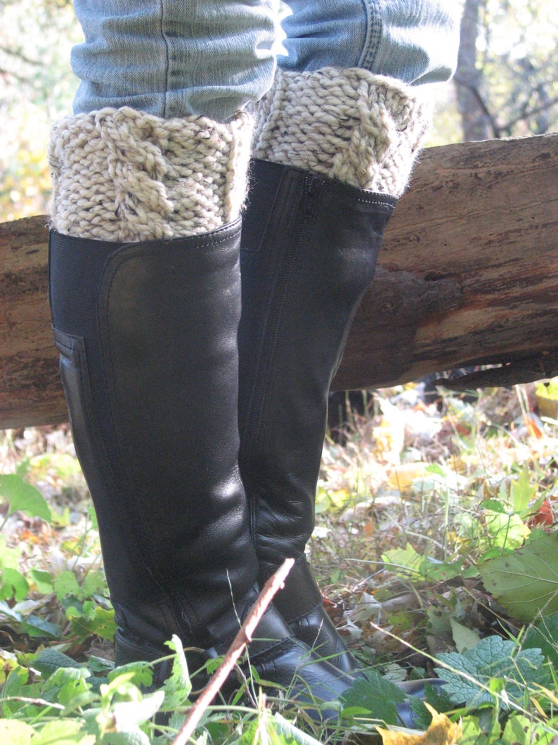 Boot cuffs, boot socks chunky knit thick knit with cable your choice of colors image 1