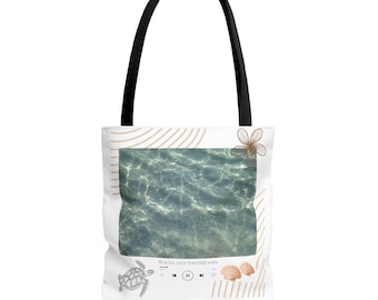 Waves and Daydreams Tas | Tas met oceaanwaterfoto | Stranddesign met schelpen en schildpadden