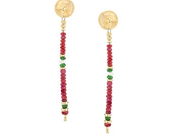 Gold earrings - Lango - 14k gold earring - ancient jewelry - dangle earrings - Ruby earrings - diamond earrings - Pearl earrings