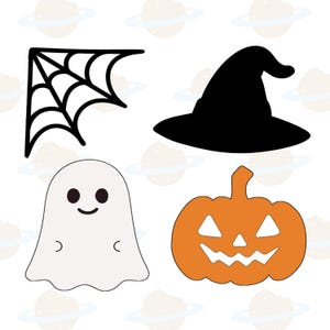 Halloween Cookie Cutters - Ghost, Spooky Pumpkin / Jack O Lantern, Witch Hat, Spider Web