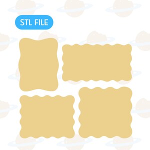 Wavy Rectangle Plaque Cookie Cutter Set of 4 STL Files (Digital Download)