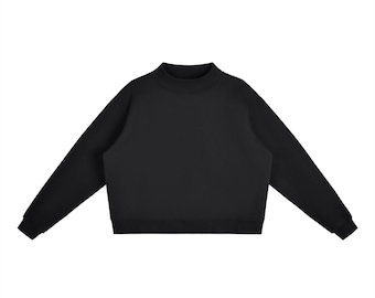 Essential Fleece Mock-Neck Crew Sweatshirt