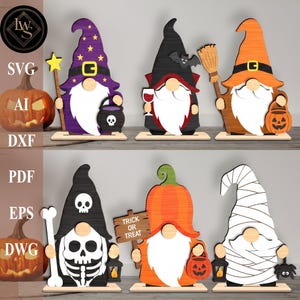Halloween Gnome SVG Bundle, Layered Shelf Sitter Laser Cut Files