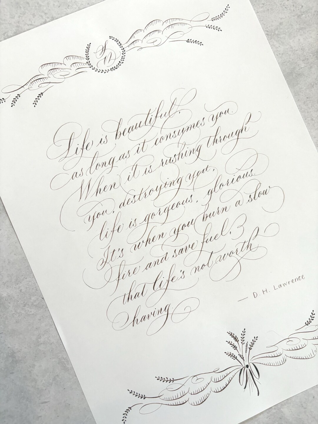 Custom Calligraphy Wall Art, Original Handwritten Lettering Artwork - Etsy