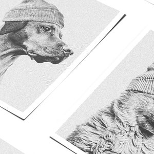 Custom Pet Portrait 'Pooch In a Toque' Dog in Stylish Beanie Engraved Black & Gray Digital Gift image 3