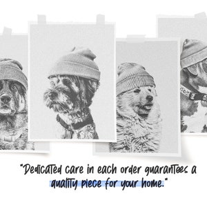 Custom Pet Portrait 'Pooch In a Toque' Dog in Stylish Beanie Engraved Black & Gray Digital Gift image 4