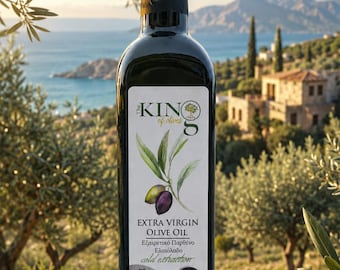 King of Olives Premium Extra Virgin Olive Oil – Cypriot Extra Virgin Olive Oil – Cold-pressed – 500ml Gourmet Glass Bottle