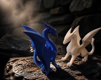 Dragon Statues, His and Hers dragon pair, Shelf decor, Collector display pieces, Fantasy sculptures, Mythical statues