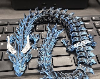 Infinity Serpent Articulated Dragon Fidget Toy, Silk Rainbow 3D Printed Dragon, Multi-color Desk Pet, Licensed Seller, Hollowmaker Design.