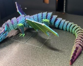 3D Printed Articulated Dragon - Nature, Winged, Can Stand, Fantasy Fans, Gift