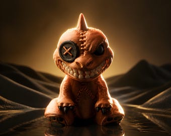 Zombie Dino Gothic Collectible | Creepy Cute 3D Printed Dinosaur | Horror Fantasy Figure | Spooky Desk Décor Gift | Licensed Seller