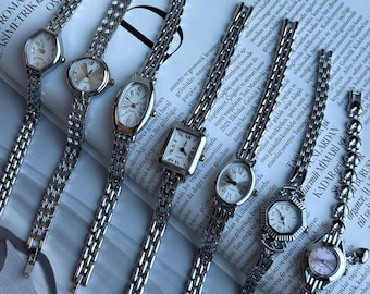 Silver Women’s Watch, Minimalist Dial, Stainless Steel Bracelet, Gift for Her