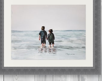 Coastal Watercolor Art: Brothers