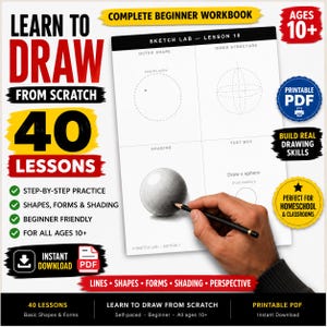 Learn to Draw Workbook | Shapes, Forms, Shading Lessons (PDF Download)