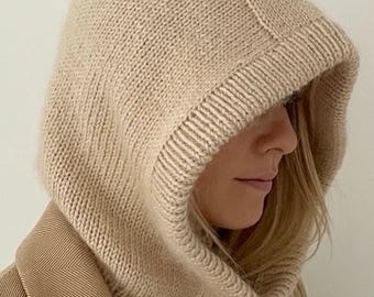 Harris Hood Knitting Pattern PDF, Oversized Balaclava Hood Pattern, Scandinavian Knit Hooded Cowl, Winter Neck Warmer DIY Download