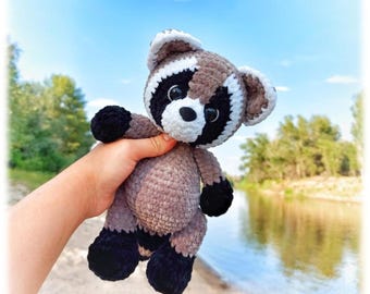 Raccoon Crochet Pattern PDF, Woodland Animal Amigurumi Plush Toy, Cute Raccoon Stuffed Animal, Forest Nursery Decor DIY Download