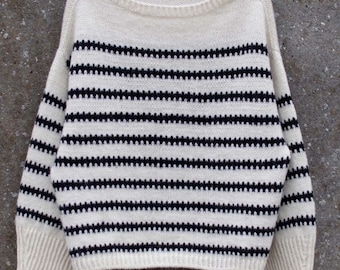 Sailor Sweater Knitting Pattern PDF, Scandinavian Colorwork Pullover, Nordic Fair Isle Sweater, Top Down Knit Jumper, Women's Knitwear