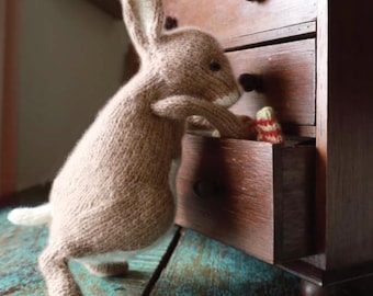 Wabbit Bunny Knitting Pattern PDF, Realistic Rabbit Plush Toy Tutorial, Handmade Woodland Bunny Soft Toy Download