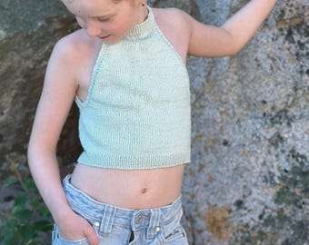 Hulla Hopp Top Knitting Pattern PDF, Fitted Summer Tank Top, Seamless Top Down Knit Camisole, Scandinavian Sleeveless Top DIY Download
