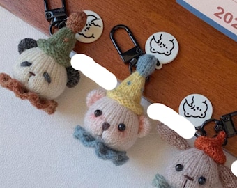Patrón de tejido para llavero de mini animal en PDF, tutorial para llavero de peluche de oso, perro y conejo (DIY) para descarga instantánea