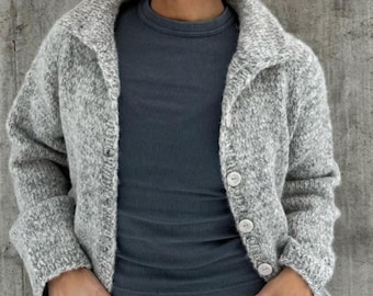 Chunky Cardigan Knitting Pattern PDF, Oversized Button Front Knit Cardigan, Cozy Top Down Sweater Jacket, Women's Chunky Knit DIY Download