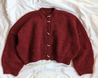 Wabi Sabi Cardigan Knitting Pattern PDF, Oversized Top Down Knit Cardigan, Seamless Chunky Sweater Coat, Scandinavian Knitwear Download