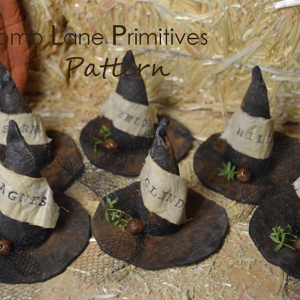 INSTANT Download PATTERN...6 Primitive Witch Hat Bowl Fillers Craft Sewing E-Pattern PDF 104