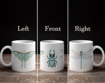 Insect Art Mug | Ceramic Coffee Cup with Watercolor Bugs