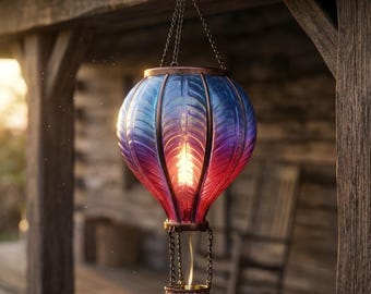 Solar Hot Air Balloon Lantern Garden Light Outdoor Decor Flicker Hanging Lamp Christmas Gift Patio Decor