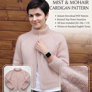 Mist & Mohair Cardigan Knitting Pattern | Top Down Raglan Sweater Tutorial | Cozy Winter Handcrafted Apparel PDF