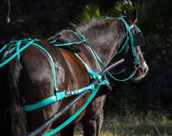 MINI/SMALL Pony Size Beginner Teal HARNESS made from Beta Biothane