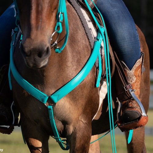 Horse Size READY MADE teal 1.5 WESTERN Breast Collar Etsy