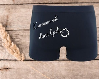Men's Boxer Shorts with French Humor – "Love is in the fart" – Funny Gift for Men – Original Underwear – Birthday Gift Idea