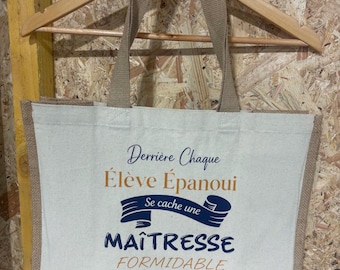 Personalized teacher tote bag – End-of-year school gift – Student name tote bag – Thank you teacher – Teacher gift 2025/2026