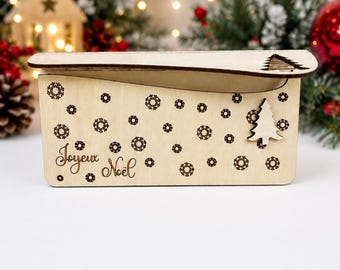 Customizable wooden Christmas gift envelope - Customizable Christmas gift