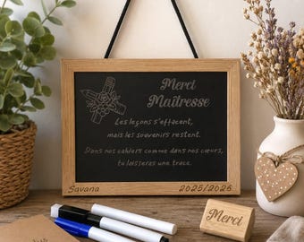 Personalized Teacher Slate – End-of-Year Gift | Engraved chalkboard with name and year | Thank you teacher