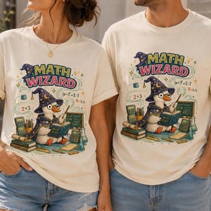 Comfort Colors Math Wizard Shirt, Funny Math Teacher Shirt, Wizard Duck Teacher Tee, Cute Math Educator Gift, Magical Math Teacher Shirt