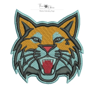 Disegno per ricamo di un felino selvatico / File di ricamo a macchina di un grande felino ruggente PES DST / Download digitale di animali selvatici per giacche