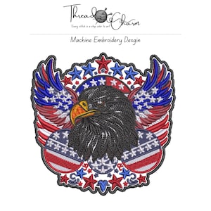 Fourth of July Embroidery Design, American Eagle Patch Pattern, USA Celebration File, Digital Download