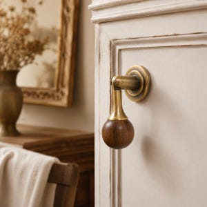 Vintage Brushed Brass Cabinet Knobs | Single Drawer Knob Hardware, Multiple Sizes