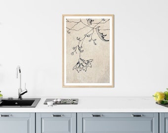 Farmhouse Botanical Wall Art - Blue & Beige, Kitchen Bathroom Decor, Prints or Canvas Artwork