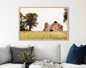 Rustic Barn Landscape Wall Art - Country Home Decor, Farmhouse Living Style, Prints & Canvas Artwork