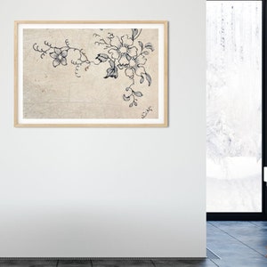 Rustic Farmhouse Wall Art - Dark Blue Flowers, Horizontal or Vertical Prints & Canvas Artwork