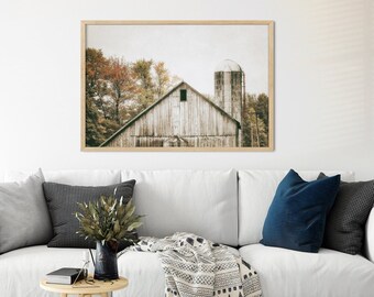 Old Barn - Rustic Autumn Landscape, Country Artwork, Rural Fall Prints & Canvas Wall Decor