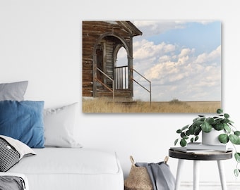 Abandoned Building Wall Art - Prairie Landscape, Rustic Farmhouse Decor, Prints & Canvas Artwork