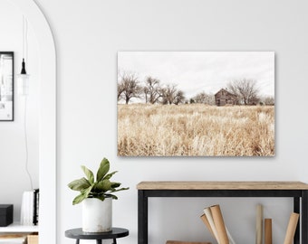 Farmhouse Landscape Art - Rustic Country Wall Decor, Old Abandoned House Photography Print or Canvas Artwork