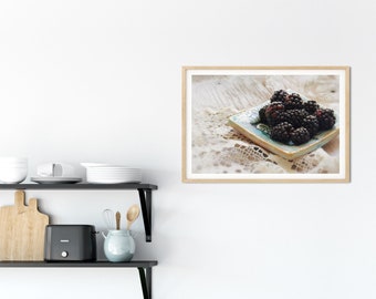Blackberry Wall Art - Fruit Still Life Photograph, Farmhouse Kitchen Decor, Prints & Canvas Artwork