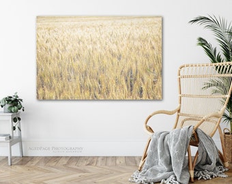 Minimalist Wall Decor - Wheat Field Art, Country Farm Landscape, Agriculture Print or Canvas Artwork