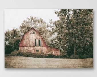 Country Barn Art - Red Farmhouse Wall Decor, Rustic Prints & Canvas Artwork